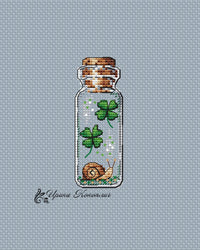 Snail Good Luck Bottle on Plastic Canvas - Kitten PDF Counted Cross Stitch Pattern - Wizardi