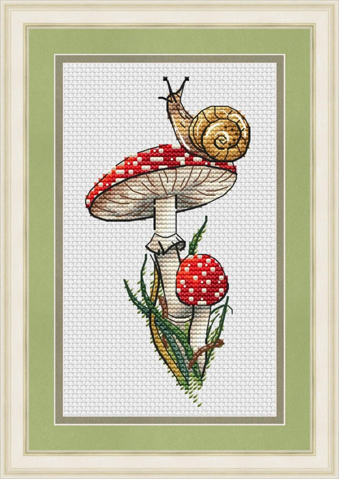 Snail with a Mushroom - PDF Cross Stitch Pattern - Wizardi