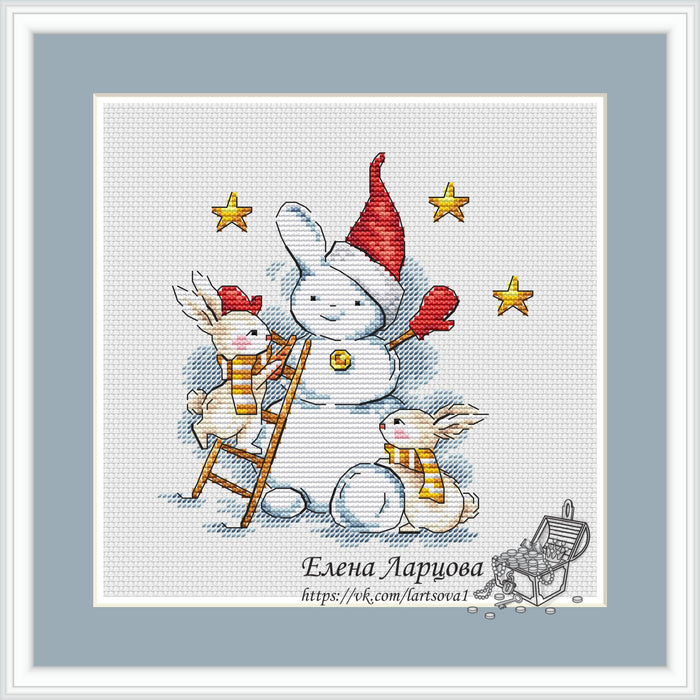 Snow Bunnies - PDF Cross Stitch Pattern - Wizardi