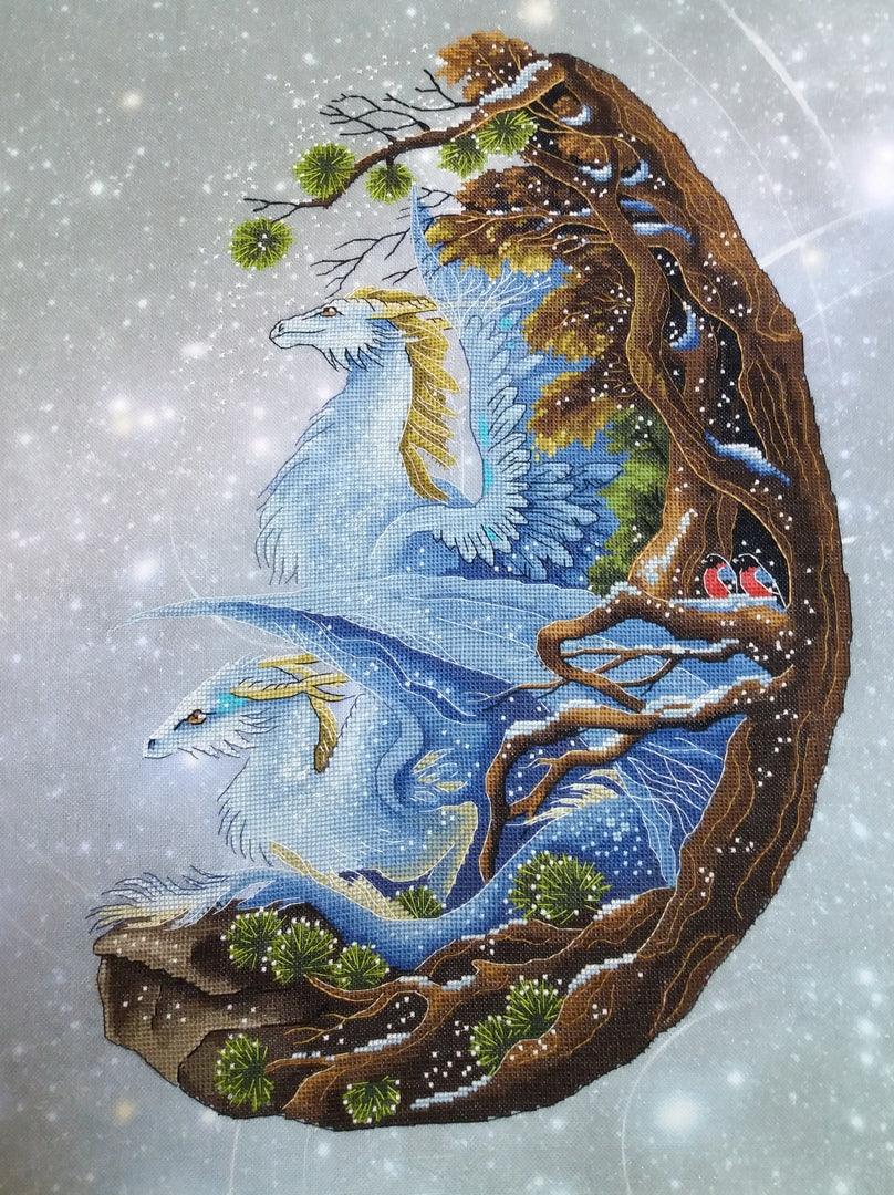 Snow dragons - PDF Counted Cross Stitch Pattern - Wizardi