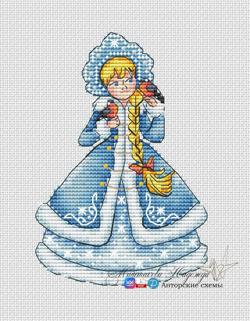 Snow Maiden & Bullfinches - PDF Cross Stitch Pattern - Wizardi