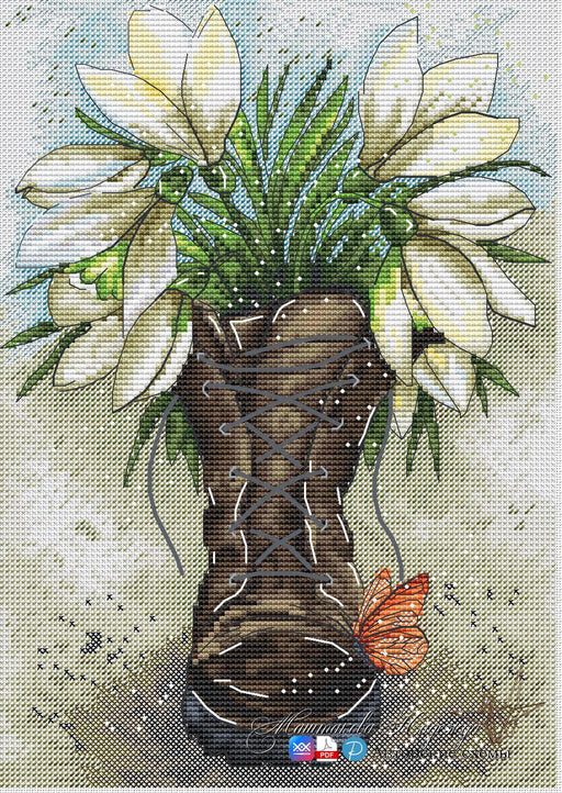 Snowdrop in a Shoe - PDF Cross Stitch Pattern - Wizardi