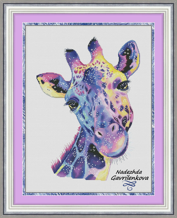 Space Giraffe - PDF Counted Cross Stitch Pattern - Wizardi