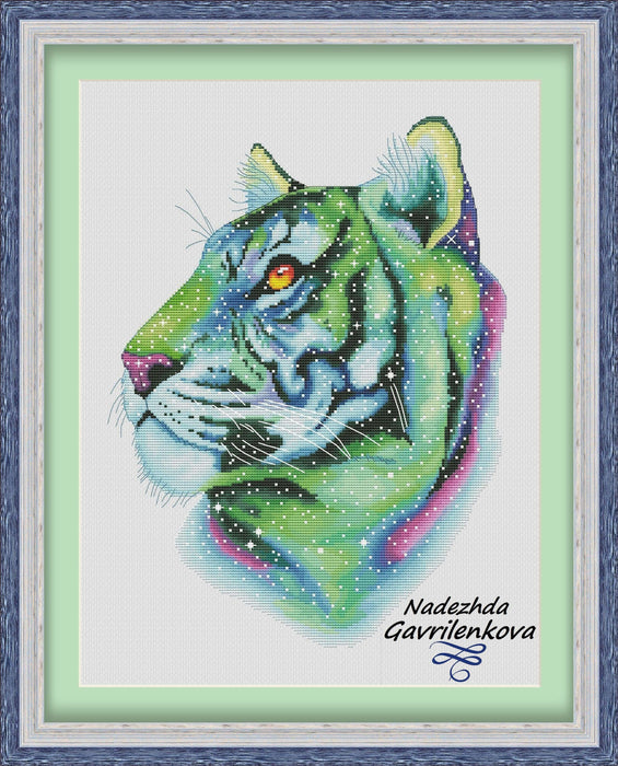 Space Tiger - PDF Counted Cross Stitch Pattern - Wizardi