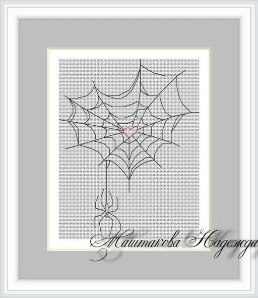 Spider Web Heart - PDF Free Cross Stitch Pattern - Wizardi