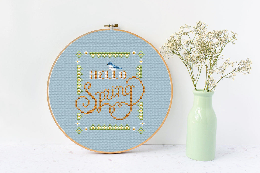 Spring Cross stitch pattern Quote Cross Stitch pdf Modern cross stitch pattern Small cross stitch Easy cross stitch Counted cross stitch - Wizardi