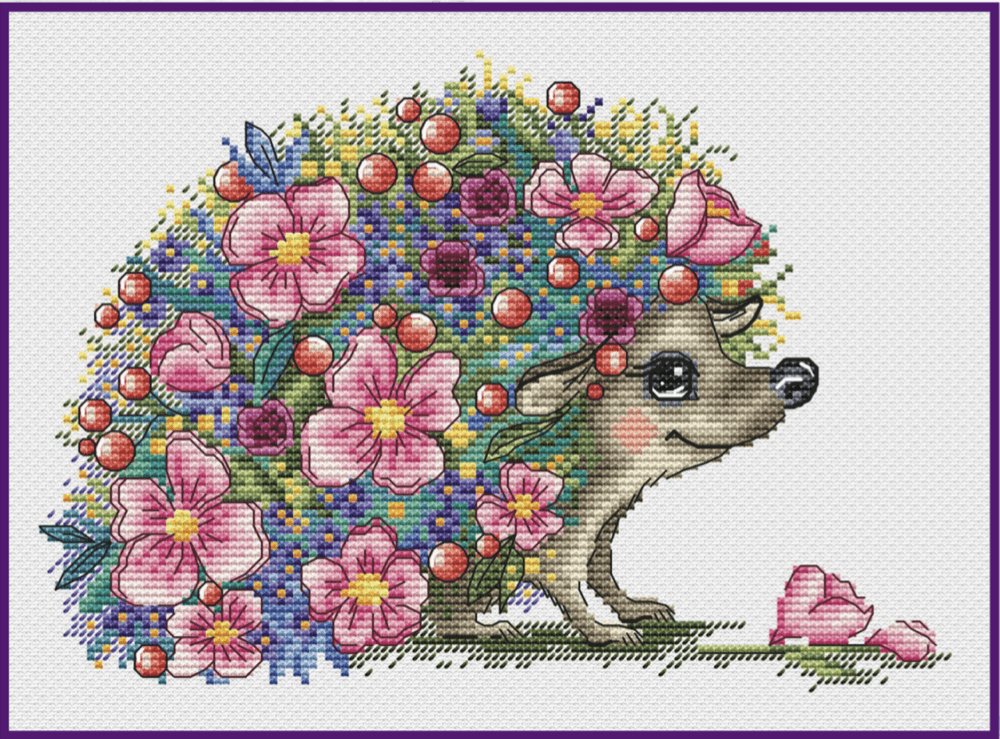 Spring Hedgehog - PDF Cross Stitch Pattern - Wizardi