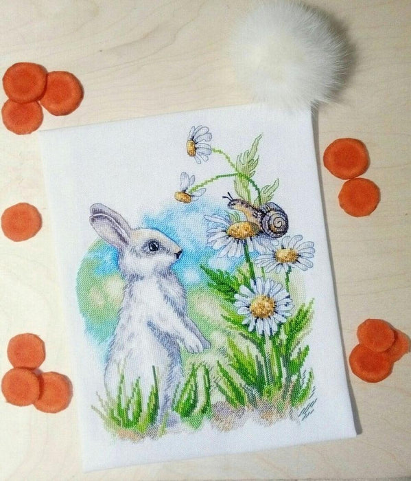 Spring Rabbit and Snail - PDF Cross Stitch Pattern - Wizardi