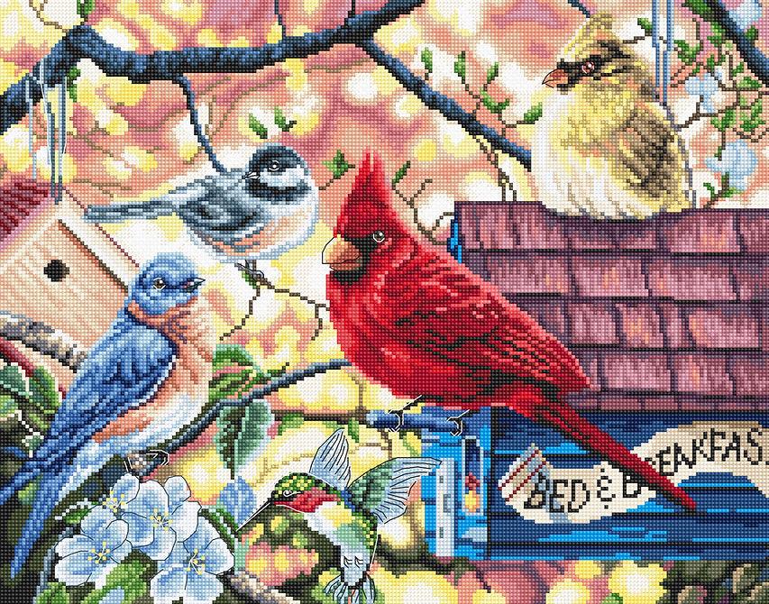 Springtime Songbirds L8062 Counted Cross Stitch Kit - Wizardi