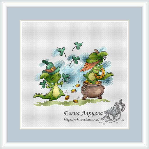 St Patrick Dragons - PDF Cross Stitch Pattern - Wizardi