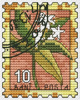 Stamp with Flower - PDF Cross Stitch Pattern - Wizardi