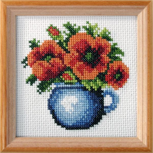 Stamped Cross stitch kit "Poppies" 7593 - Wizardi