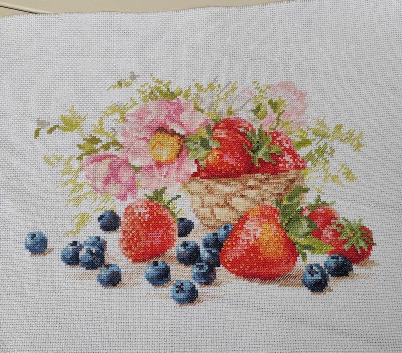 Strawberries 5-14 Counted Cross-Stitch Kit - Wizardi