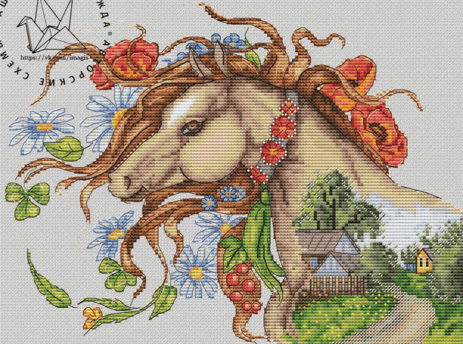 Summer Horse - PDF Cross Stitch Pattern - Wizardi