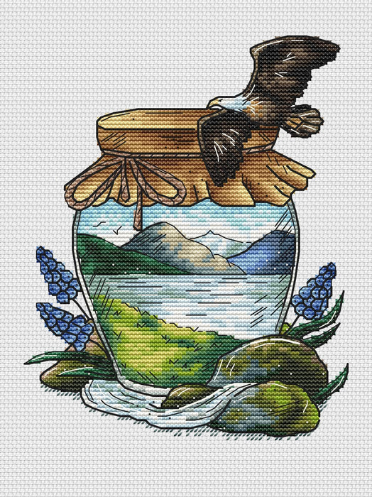 Summer in the Jars. Mountains - PDF Cross Stitch Pattern - Wizardi