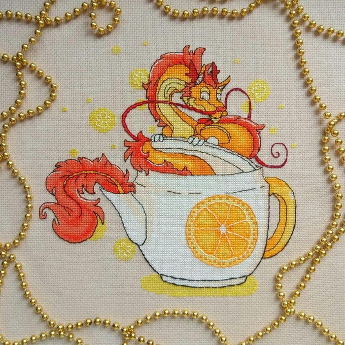 Tea dragon - PDF Counted Cross Stitch Pattern - Wizardi