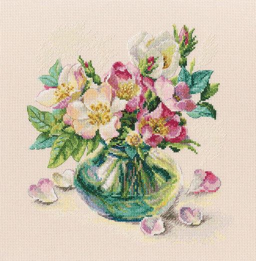 Tender briar flowers M721 Counted Cross Stitch Kit - Wizardi