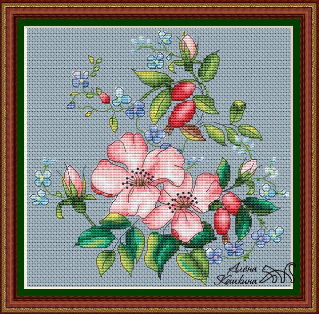 Tender Rosehip Free Pattern - PDF Cross Stitch Pattern - Wizardi