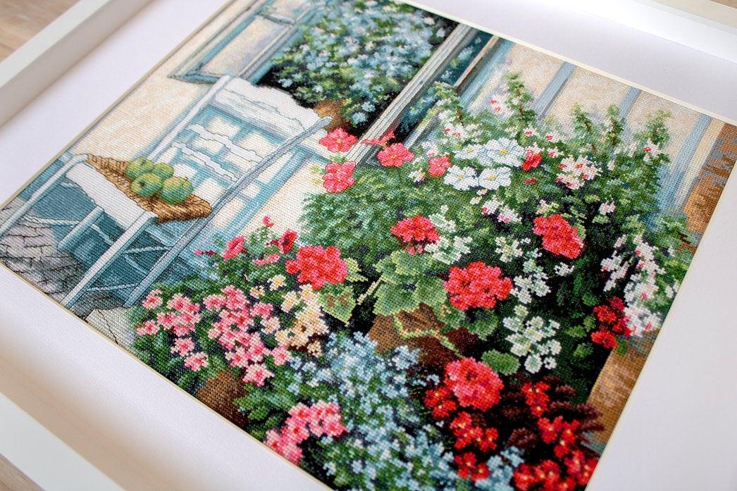 Terrace with Flowers BU4017L Counted Cross-Stitch Kit - Wizardi