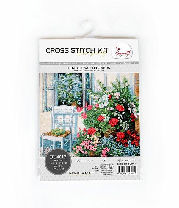 Terrace with Flowers BU4017L Counted Cross-Stitch Kit - Wizardi