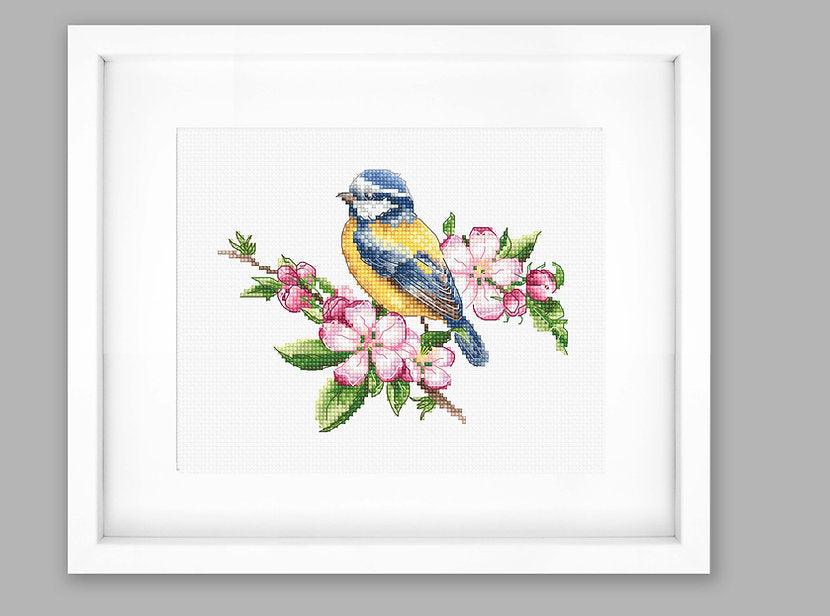 The blue tit B1195L Counted Cross-Stitch Kit - Wizardi