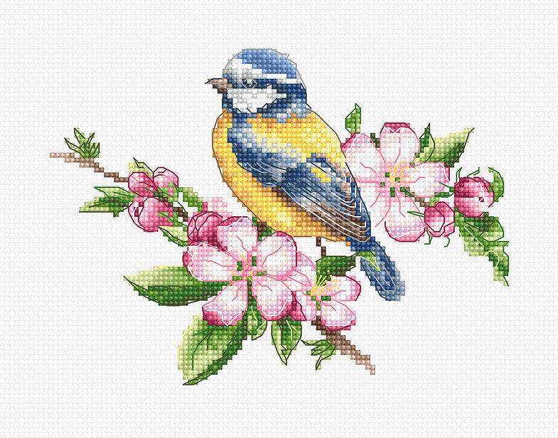 The blue tit B1195L Counted Cross-Stitch Kit - Wizardi