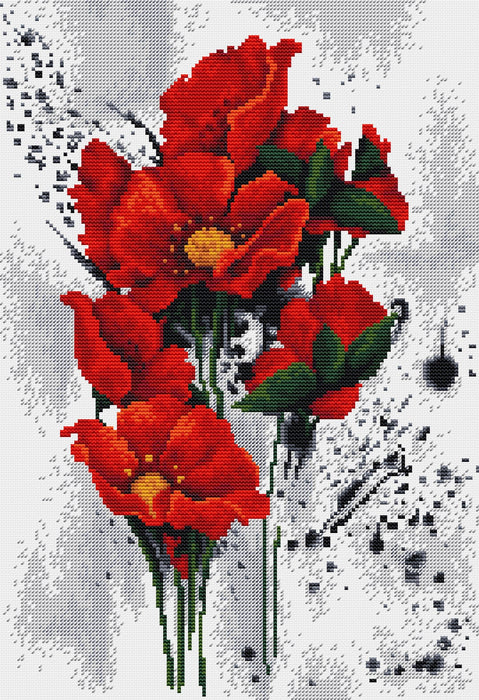 The Poppies B7014L Counted Cross-Stitch Kit - Wizardi