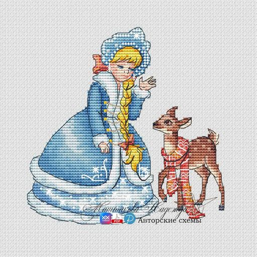 The Snow Maiden & The Fawn - PDF Cross Stitch Pattern - Wizardi