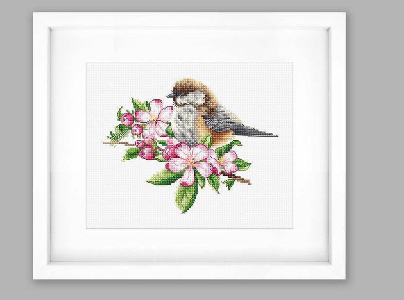 The tit on the branch B1194L Counted Cross-Stitch Kit - Wizardi