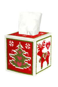 Tissue box cover - needlepoint (halfstitch) kit "Christmas time" 5104 - Wizardi