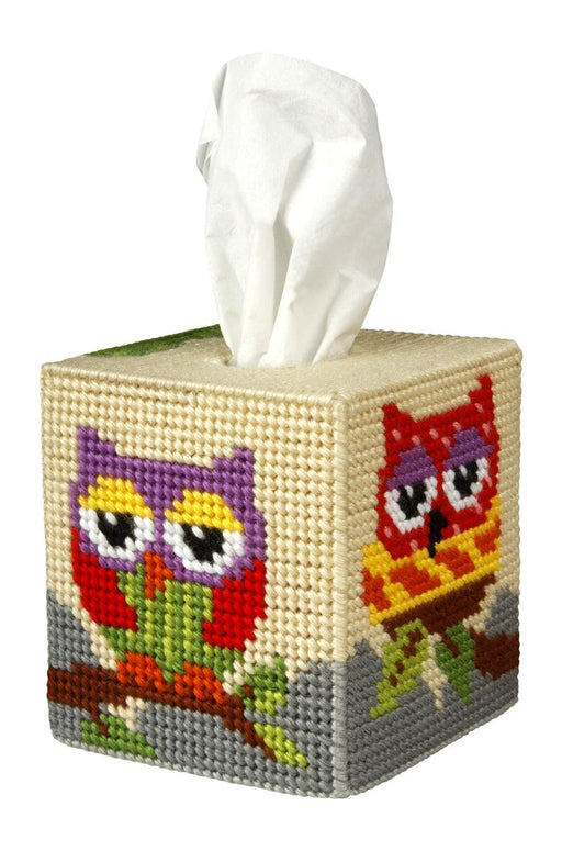 Tissue box cover - needlepoint (halfstitch) kit "Owl" 5100 - Wizardi