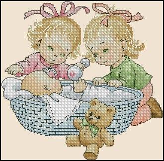 Triplets 3 - PDF Free Cross Stitch Pattern - Wizardi