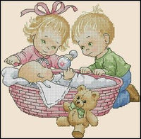 Triplets 4 - PDF Free Cross Stitch Pattern - Wizardi