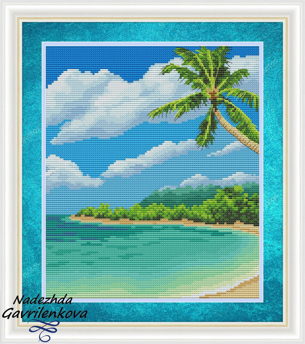 Tropical island - PDF Counted Cross Stitch Pattern - Wizardi