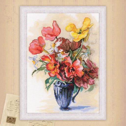 Tulips and daffodils M886 Counted Cross Stitch Kit - Wizardi