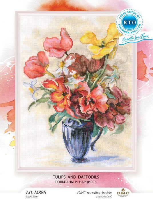 Tulips and daffodils M886 Counted Cross Stitch Kit - Wizardi