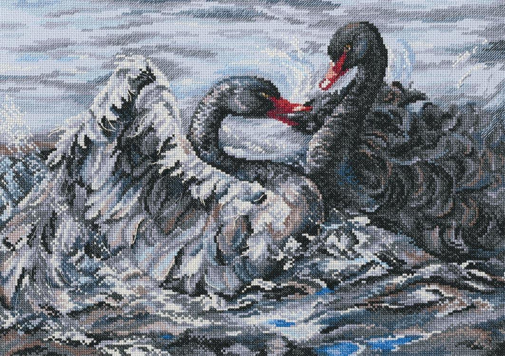 Two black swans M557 Counted Cross Stitch Kit - Wizardi