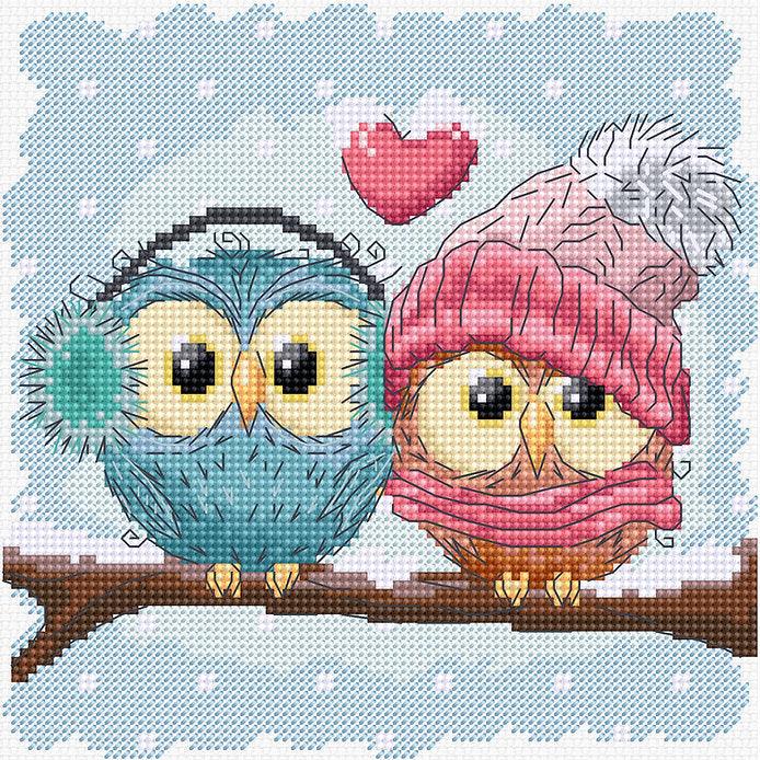 Two Cute Owls B1400L Counted Cross-Stitch Kit - Wizardi