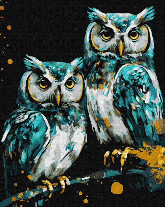Painting by Numbers kit Wise owls with extra metallic paints KHO6514