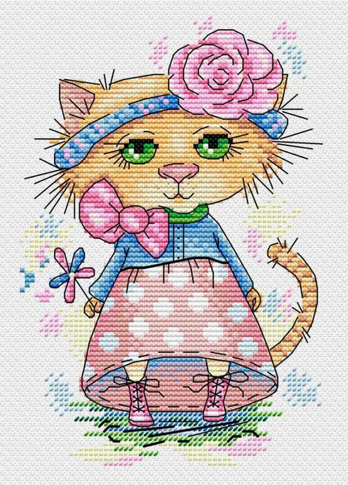 Walking Cat M-173 / SM-173 Counted Cross Stitch Kit - Wizardi