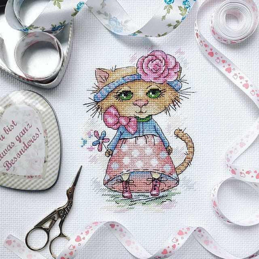 Walking Cat M-173 / SM-173 Counted Cross Stitch Kit - Wizardi