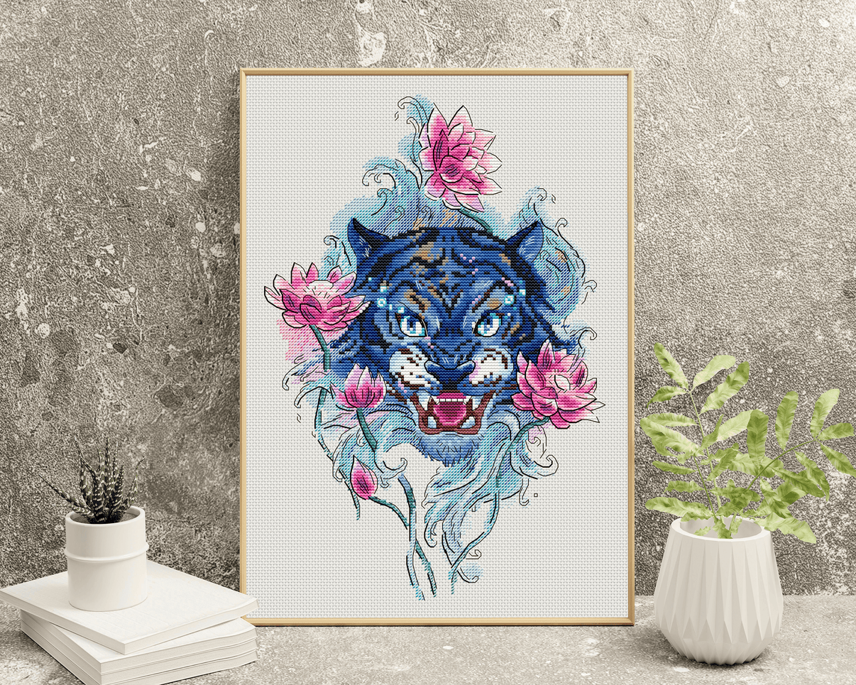 Water Tiger - PDF Cross Stitch Pattern - Wizardi