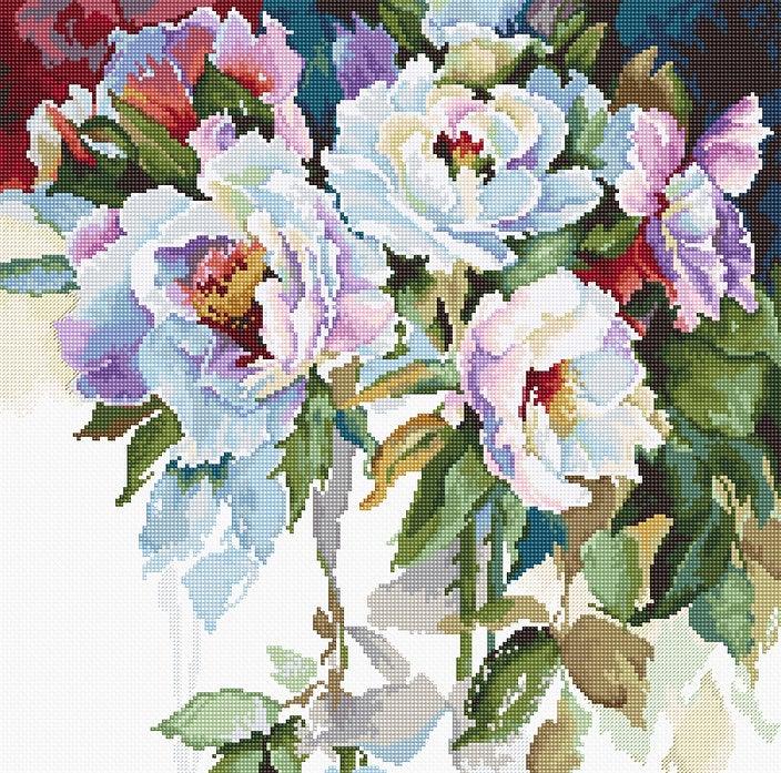 White roses B2400L Counted Cross-Stitch Kit - Wizardi