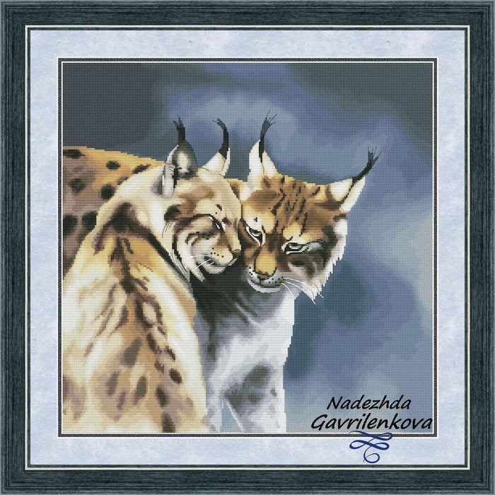 Wild cat Lynxes - PDF Counted Cross Stitch Pattern - Wizardi