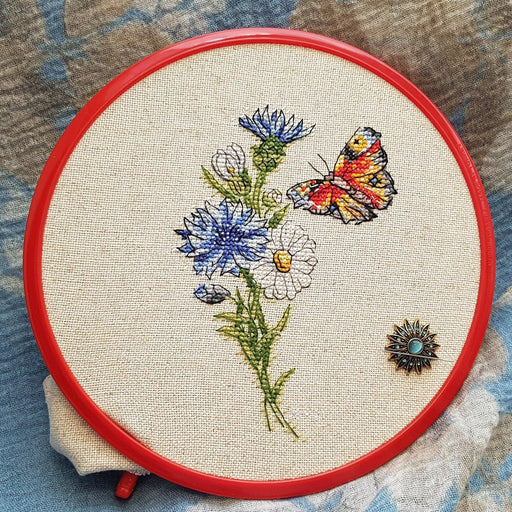 Wildflowers with Butterfly - PDF Cross Stitch Pattern - Wizardi