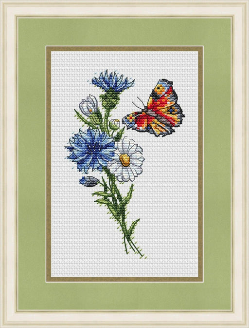 Wildflowers with Butterfly - PDF Cross Stitch Pattern - Wizardi