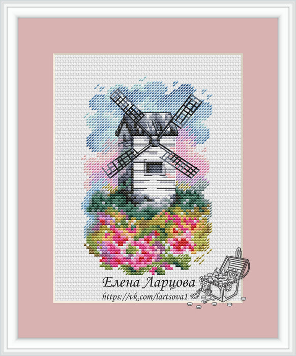 Windmill. Spring - PDF Cross Stitch Pattern - Wizardi