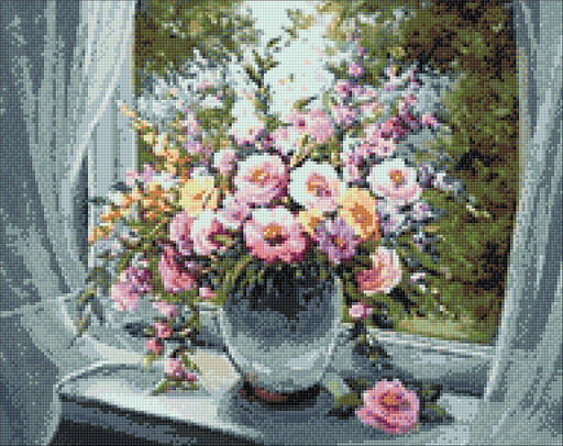 Window Bouquet WD006 18.9 x 14.9 inches Wizardi Diamond Painting Kit - Wizardi