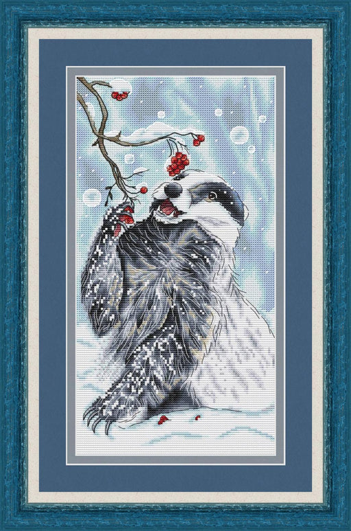 Winter Badger - PDF Cross Stitch Pattern - Wizardi