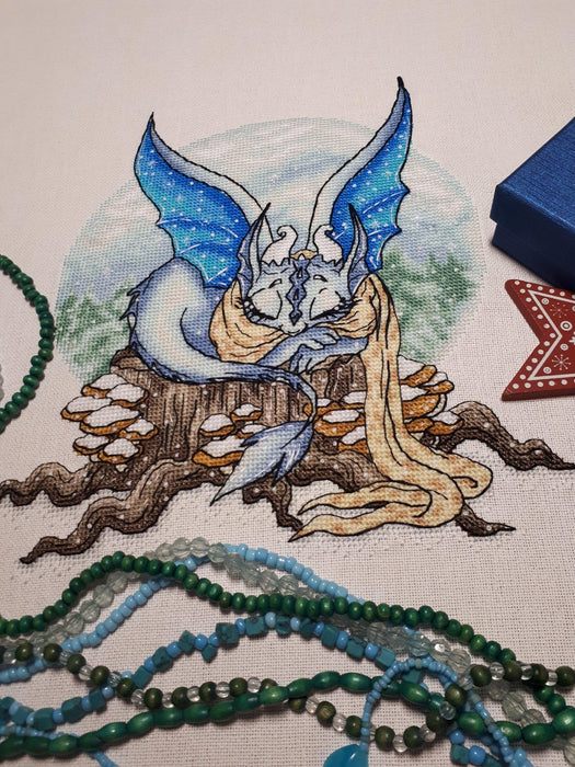 Winter Dragon - PDF Cross Stitch Pattern - Wizardi